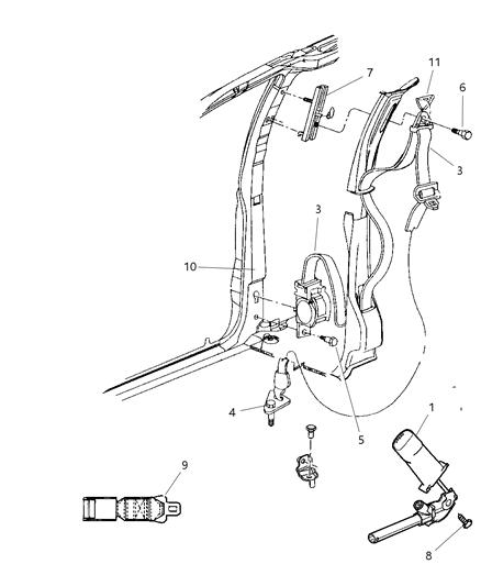 New 2004-2007 Fits Chrysler Grand Caravan, Town & Country Plug-Seat Belt Opening - Part # UZ13BD5AA