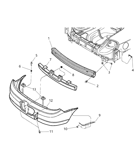 New OEM Genuine Plymouth, Rear Right Bumper Cover Bracket - Part # 5288568AC