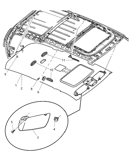 New 2004-2007 Fits Chrysler Durango Support-Visor - Part # ZH761D1AA