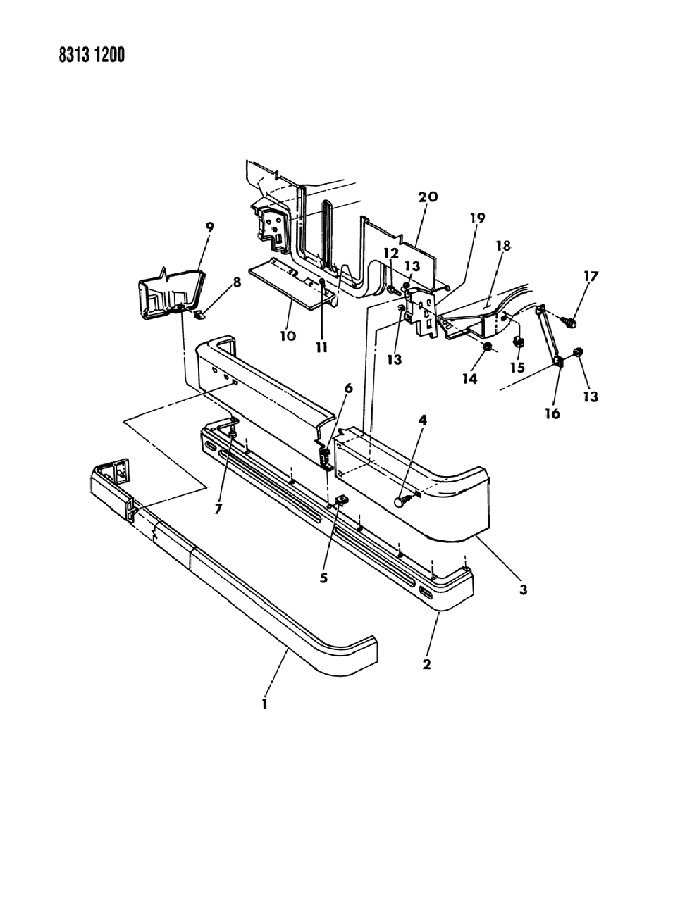 Bracket, Front Bumper Side Support, Right