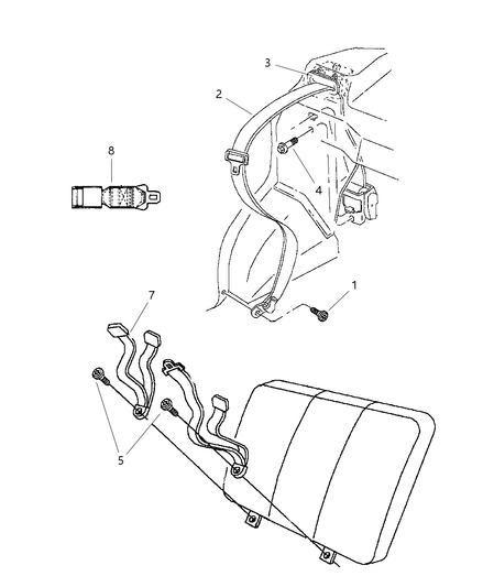 Mopar - Seat Belt Rear Outer - Part # PM001K5