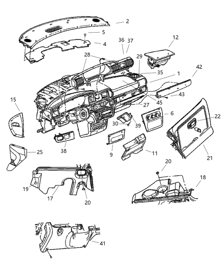 New 2004-2006 Fits Chrysler Sebring, Stratus Bezel-Instrument Panel - Part # XP51AAAAA
