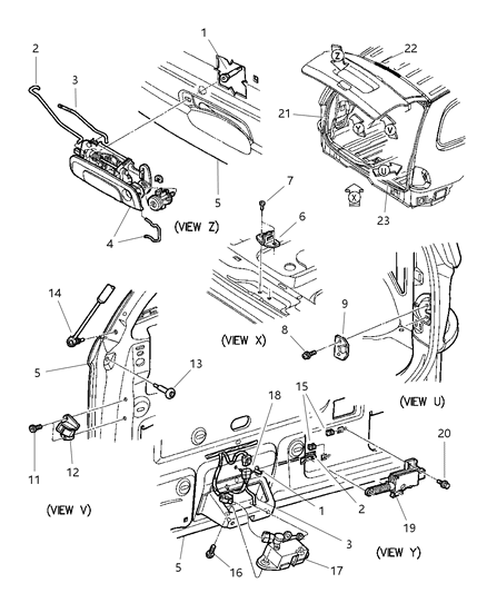 Mopar - 1996 1998 Fits Chrysler Grand Caravan, Town & Country Handle Liftgate # - Part # JS12SC5