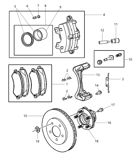 New 2001-2007 Fits Chrysler Grand Caravan, Town & Country Brake Pkg-Front Brake - Part # VOE13984AD
