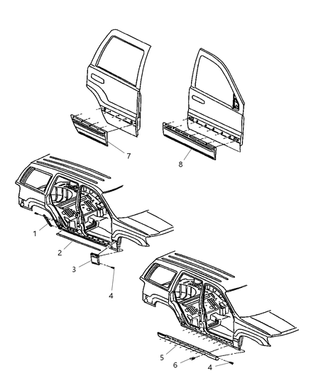 New 1999-2000 Fits Chrysler Grand Cherokee Molding-Sill Cover - Part # 5EY64VF7
