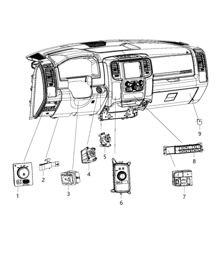 New 2013-2014 Fits Chrysler 3500, 4500, 5500 Switch-Instrument Panel - Part # 56054527AA