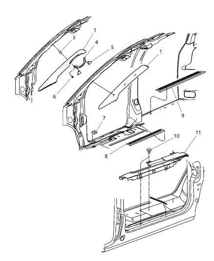 New 2005-2007 Fits Chrysler Grand Caravan, Town & Country Panel-Scuff - Part # RS46BD1AC
