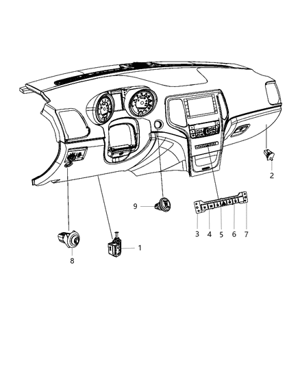 New 2011-2013 Fits Chrysler Grand Cherokee Switch-5 Gang - Part # 56046291AB