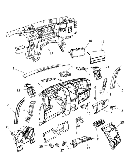 Bezel Instrument Panel Right