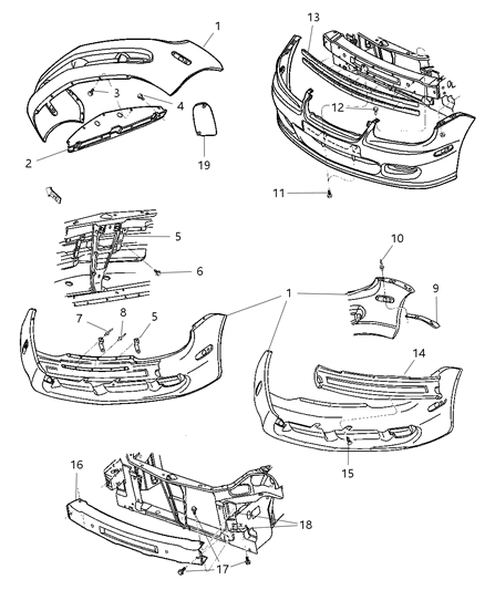 New 2001-2005 Fits Chrysler Neon Front Bumper Cover - Part # 5018992AA