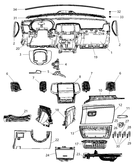 New 2011-2013 Fits Chrysler Grand Cherokee Panel-Storage - Part # 1QQ16DX9AG