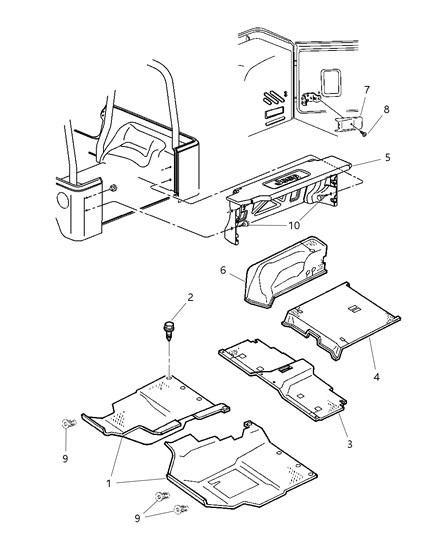 New 2002 Fits Chrysler Wrangler Carpet-Front Floor - Part # 5FV51LAZAE