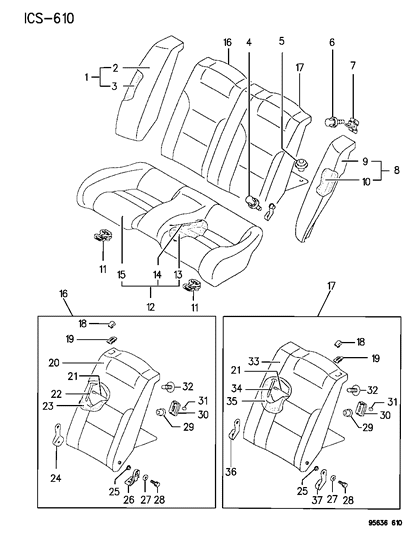 Mopar - 1993 2005 Fits Chrysler Avenger Seat # - Part # MB873947