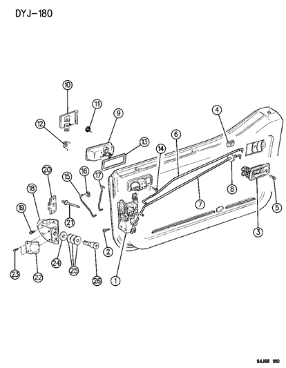 New 1987-1995 Fits Chrysler Wrangler Handle - Part # 55015315