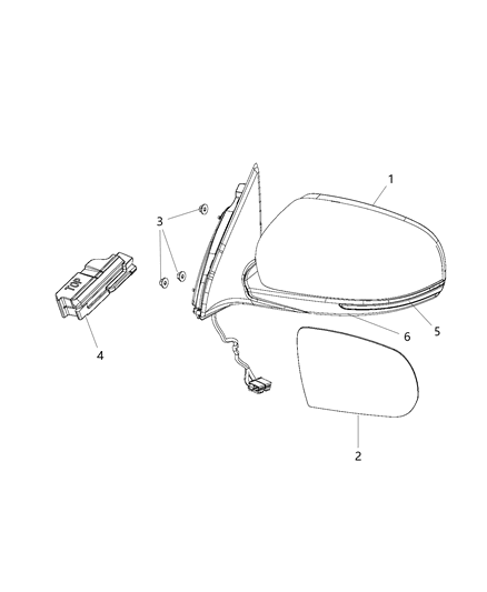 New 2017-2019 Fits Chrysler Grand Cherokee Outside Rear View Mirror - Part # 1VF42RPXAD