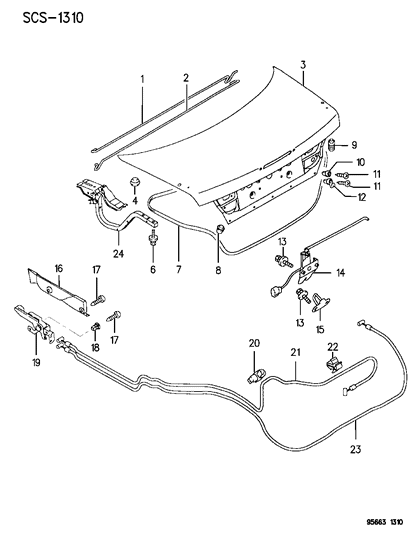 New 1995-1999 Fits Chrysler Avenger Latch Decklid - Part # MB926479