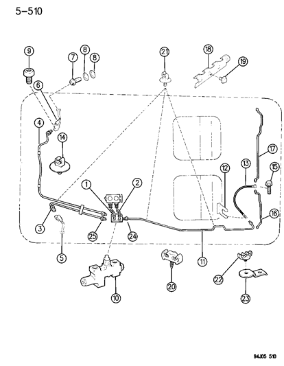 New 1994-1995 Fits Chrysler Wrangler Line-Brake - Part # V1128778AA