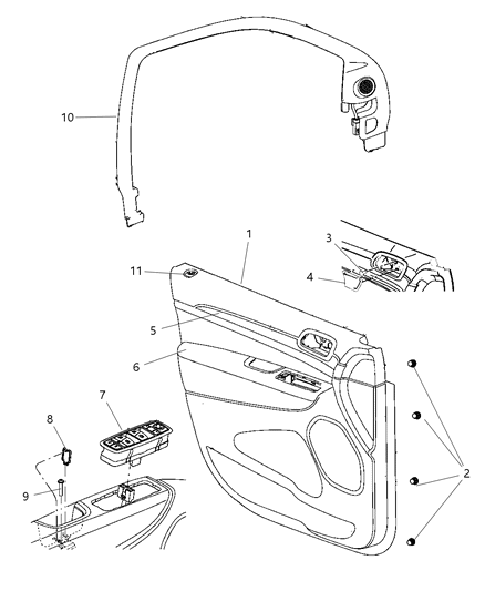 New 2011 Fits Chrysler Grand Cherokee Front Door Trim Armrest With Pull Cup - Part # 1SX281L1AA
