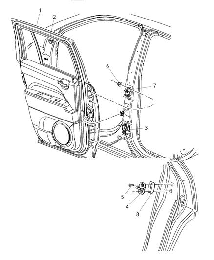New 2007-2010 Fits Chrysler Patriot Door-Rear Door Outer - Part # 5067715AB