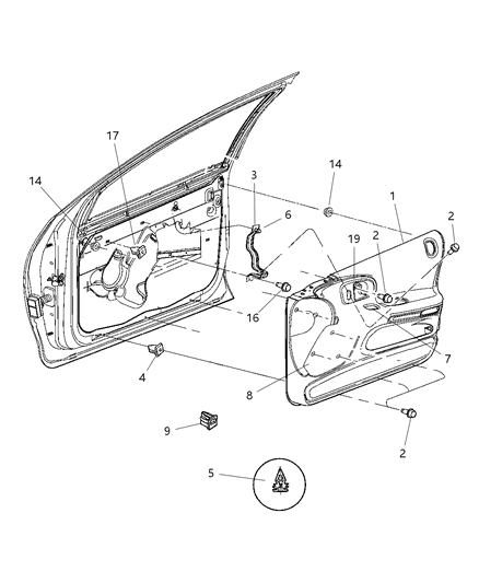 Chrysler - Panel Front Door Trim - Part # PU201L2DC