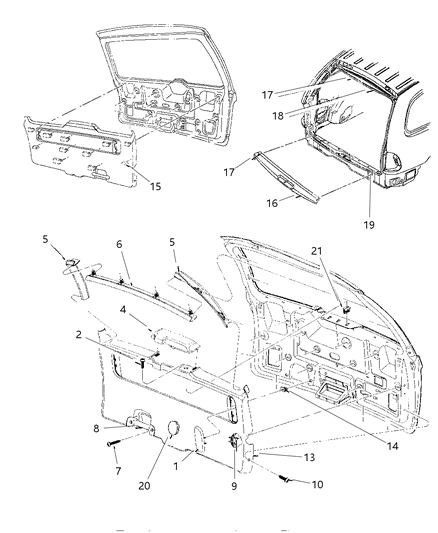 Mopar - 1996 2000 Fits Chrysler Grand Caravan, Town & Country Panel Liftgate # - Part # HR24SK5
