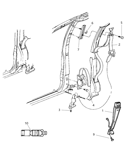 New 1998 Fits Chrysler Grand Caravan, Town & Country Front Outer Seat Belt - Part # GK28LAZ