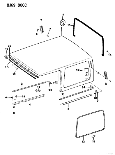 New 1987-1993 Fits Chrysler Wrangler Garnish Belt Line - Part # 55015799