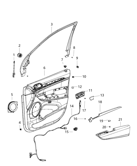 New 2018-2021 Fits Chrysler Grand Cherokee Molding-Front Door - Part # 5SF581ASAB