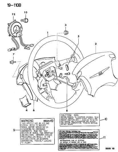 Mopar - 1995 1996 Fits Chrysler Avenger Nut Steering Wheel Self Lk,12 # - Part # MU431503