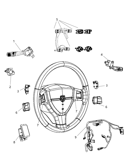 New 2011 Fits Chrysler 3500, 4500, 5500 Bezel-Steering Wheel Switch - Part # 1PS39XSDAA