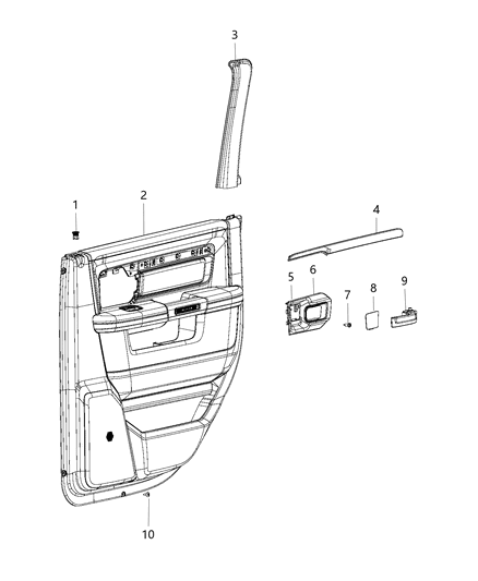 New 2013-2019 Fits Chrysler 1500 Panel-Rear Door Trim - Part # 1EB43DX9AE