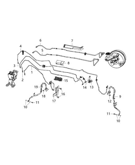 New 2017-2020 Fits Chrysler Pacifica, Voyager Line-Brake - Part # 68253352AA