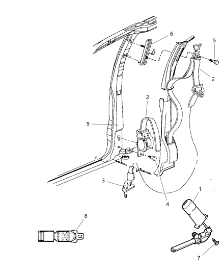 New 2003 Fits Chrysler Grand Caravan, Town & Country Front Inner Seat Belt - Part # XP981QLAA