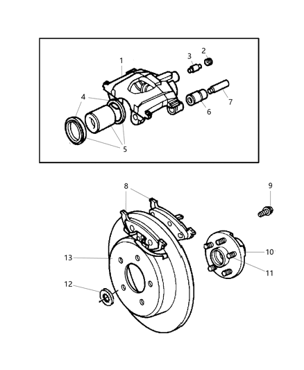 New 2001-2007 Fits Chrysler Grand Caravan, Town & Country Rear Disc Brake Pad Kit - Part # V4011948AA