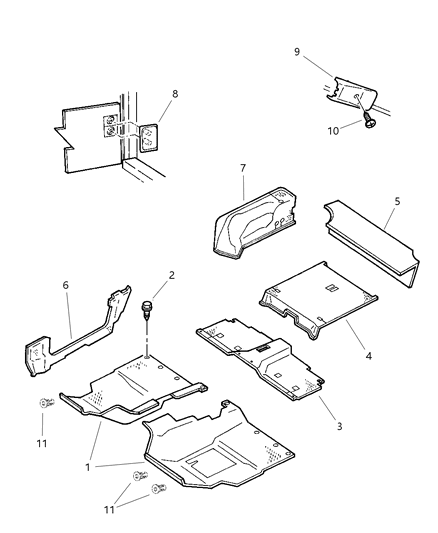 New 1999-2002 Fits Chrysler Wrangler Carpet-Rear Floor - Part # 5FV49LAZ