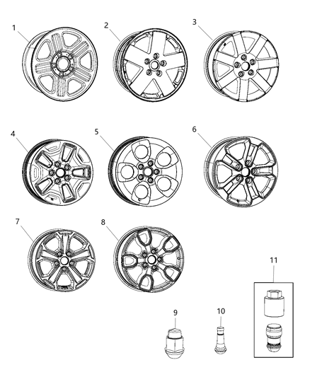 New 2016-2018 Fits Chrysler Wrangler Aluminum Wheel - Part # 1TK93NTZAC