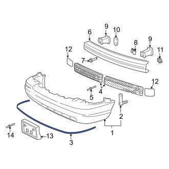 New OEM Front Bumper Trim Fits, 2004-2006 Ford Crown Victoria - Part # 3W7Z17C829AAC
