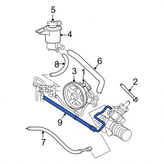 New OEM Power Steering Pressure Hose Fits, 2003-2005 Ford Crown Victoria - Part # 4W1Z3A719BA