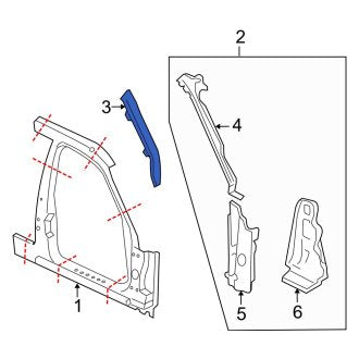 New OEM Right Upper Body A-Pillar Fits, 2001-2011 Ford Crown Victoria - Part # 1W1Z5402504AA