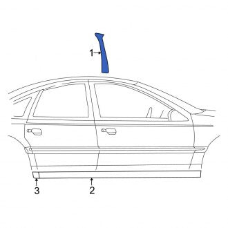 New OEM Left Body B-Pillar Molding Fits, 2003-2011 Ford Crown Victoria - Part # 2W7Z54243B01AAA