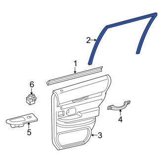 New OEM Rear Door Window Molding Fits, 1998-2011 Ford Crown Victoria - Part # F2MY5425560D