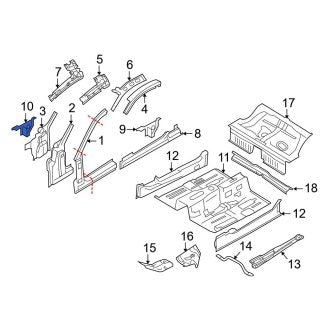 New OEM Right Rocker Panel Bracket Fits, 2005-2014 Ford Mustang - Part # 5R3Z6302732AA