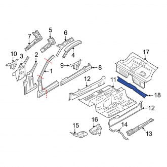 New OEM Rear Floor Pan Crossmember Fits, 2005-2014 Ford Mustang - Part # 5R3Z6311644AA