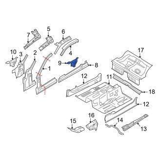 New OEM Left Rocker Panel Bracket Fits, 2005-2014 Ford Mustang - Part # 5R3Z6302733AA