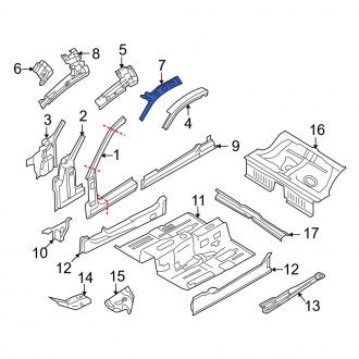 New OEM Left Roof Side Rail Reinforcement Fits, 2005-2014 Ford Mustang - Part # 5R3Z6302509AA