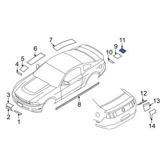 New OEM Right Upper Trim Stripe Tape Fits, 2010-2013 Ford Mustang - Part # AR3Z6320000KA