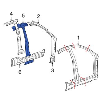 New OEM Left Body B-Pillar Reinforcement Fits, 2005-2007 Ford Five Hundred - Part # 8G1Z5424383A