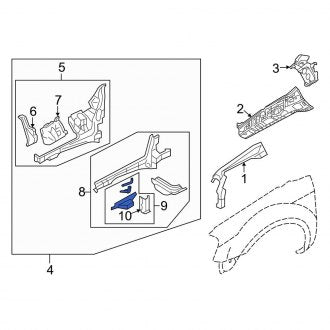 New OEM Right Inner Frame Side Member Reinforcement Fits, 2005-2007 Ford Freestyle - Part # 5F9Z74108A26AA