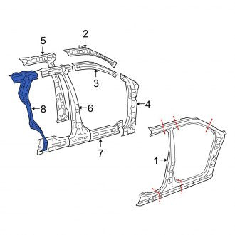 New OEM Right Body C-Pillar Fits, 2005-2007 Ford Freestyle - Part # 5F9Z7428408AA