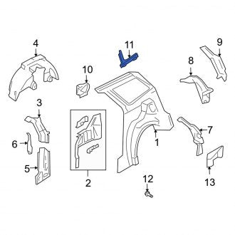 New OEM Rear Left Body D-Pillar Reinforcement Fits, 2000-2003 Ford Focus - Part # YS4Z7441039BA